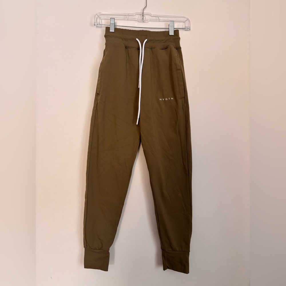 NVGTN Olive Joggers with White Drawstring